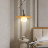 Contemporary Globe Bulb Resin Disc Pendant Light Image - 6