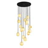 Contemporary Globe Cluster Alabaster Staircase Pendant Light Image - 10