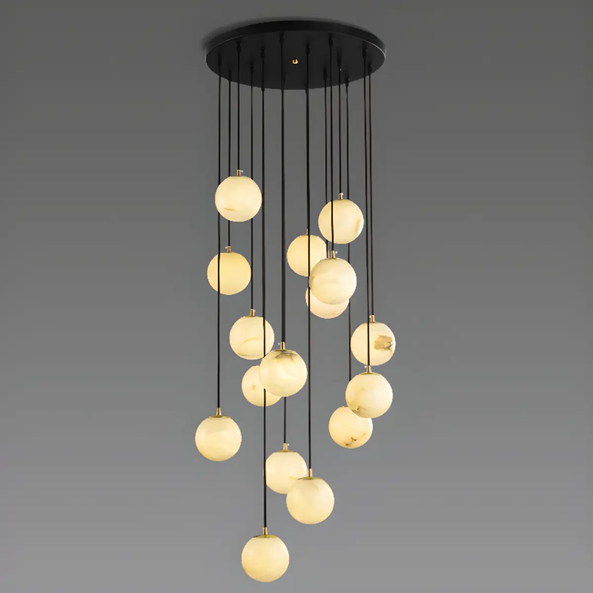 Contemporary Globe Cluster Alabaster Staircase Pendant Light Image - 12