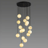 Contemporary Globe Cluster Alabaster Staircase Pendant Light Image - 12