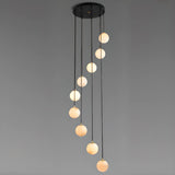 Contemporary Globe Cluster Alabaster Staircase Pendant Light Image - 13