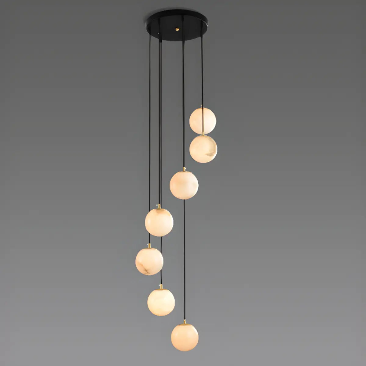 Contemporary Globe Cluster Alabaster Staircase Pendant Light Image - 14