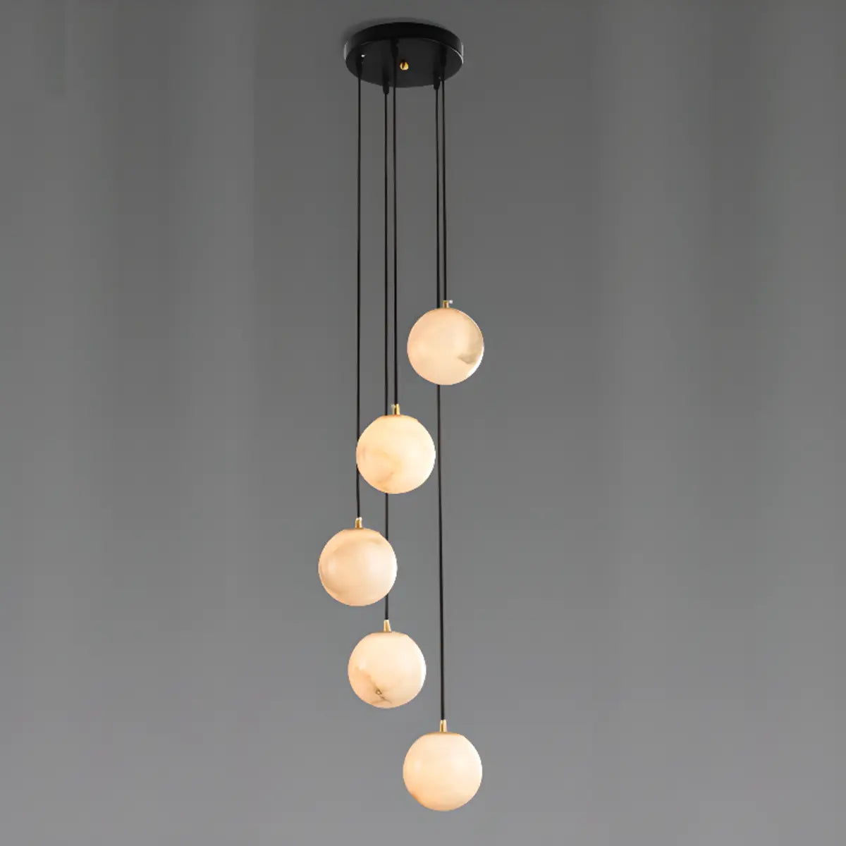 Contemporary Globe Cluster Alabaster Staircase Pendant Light Image - 15