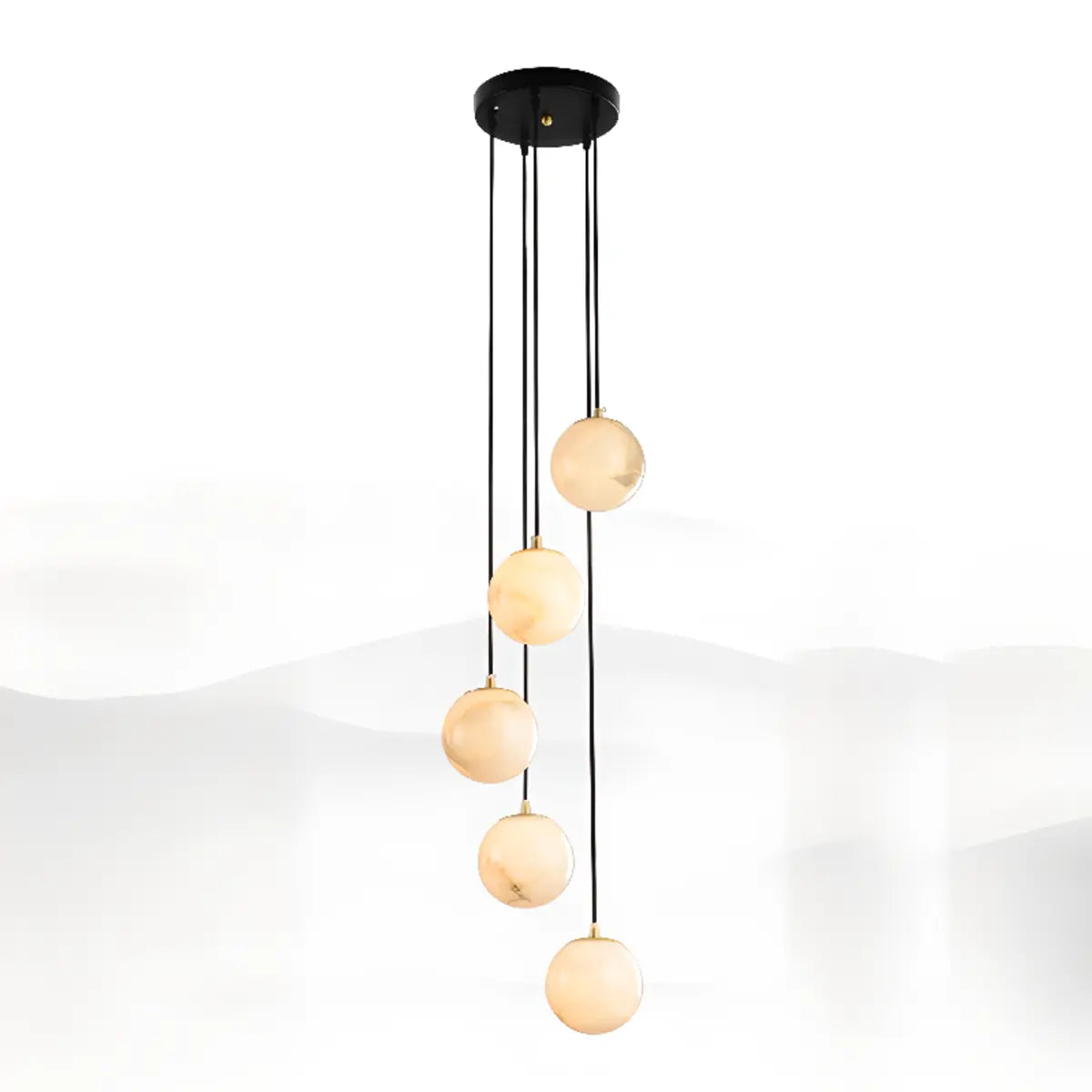 Contemporary Globe Cluster Alabaster Staircase Pendant Light Image - 4