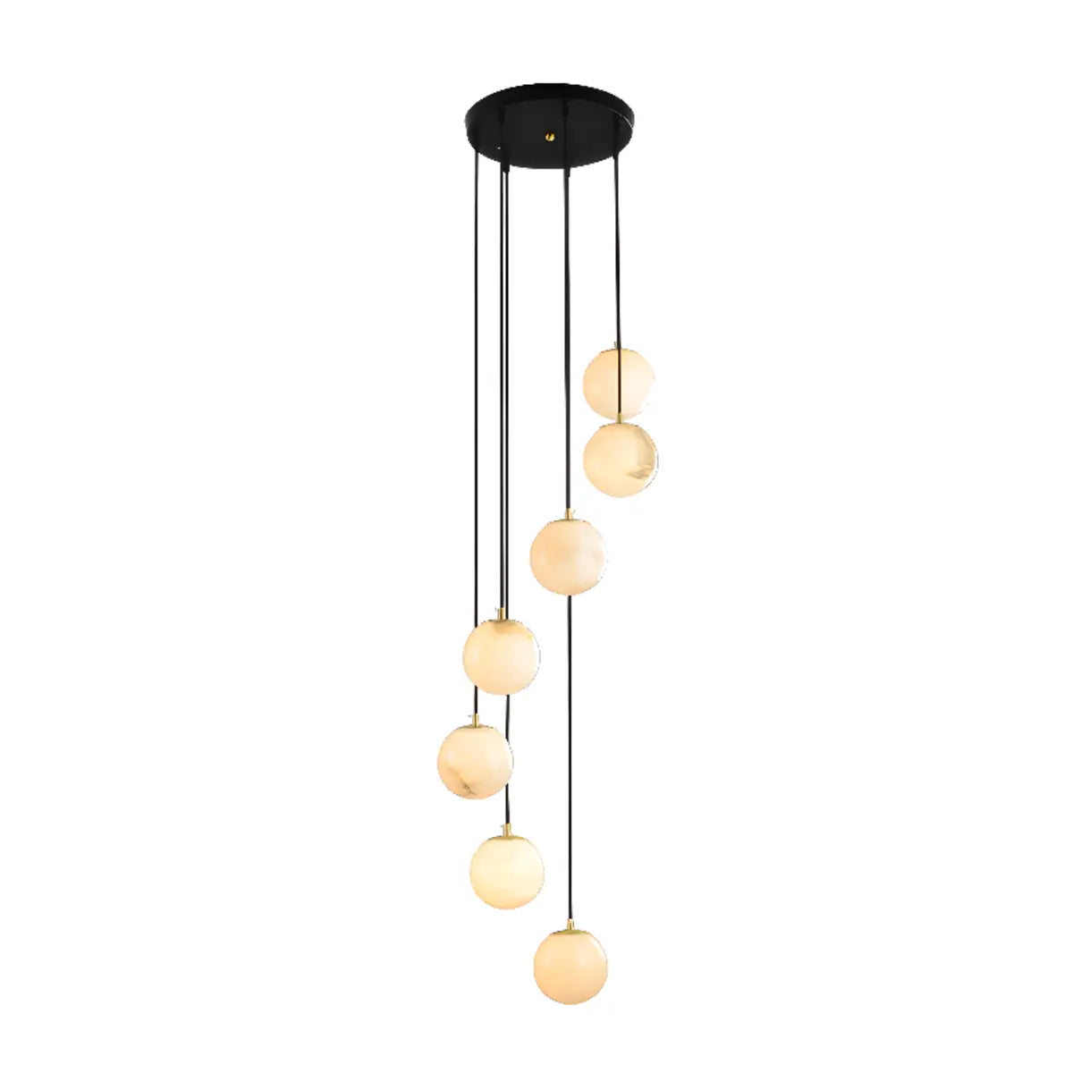 Contemporary Globe Cluster Alabaster Staircase Pendant Light Image - 5