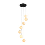 Contemporary Globe Cluster Alabaster Staircase Pendant Light Image - 5