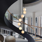 Contemporary Globe Cluster Alabaster Staircase Pendant Light Image - 6