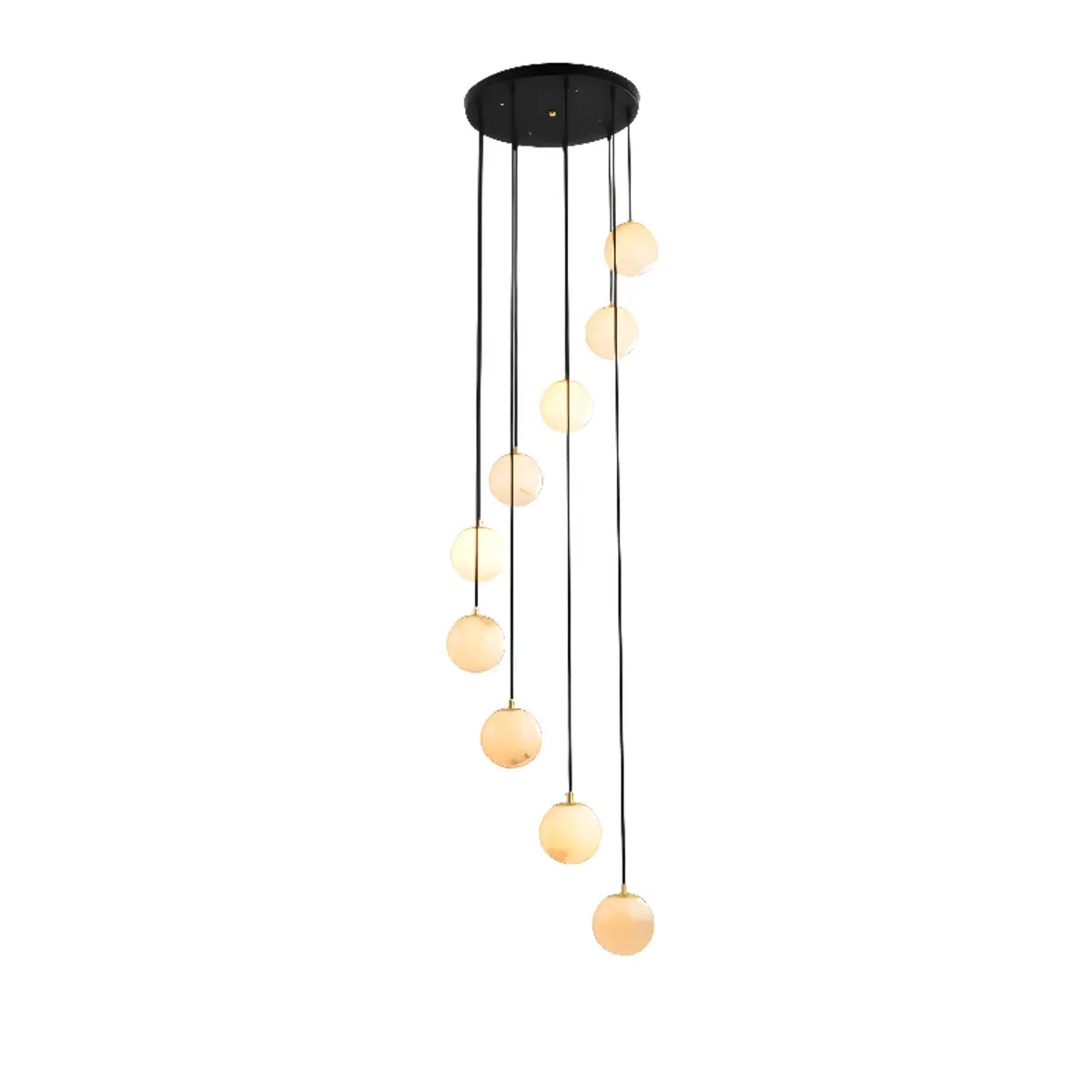 Contemporary Globe Cluster Alabaster Staircase Pendant Light Image - 8