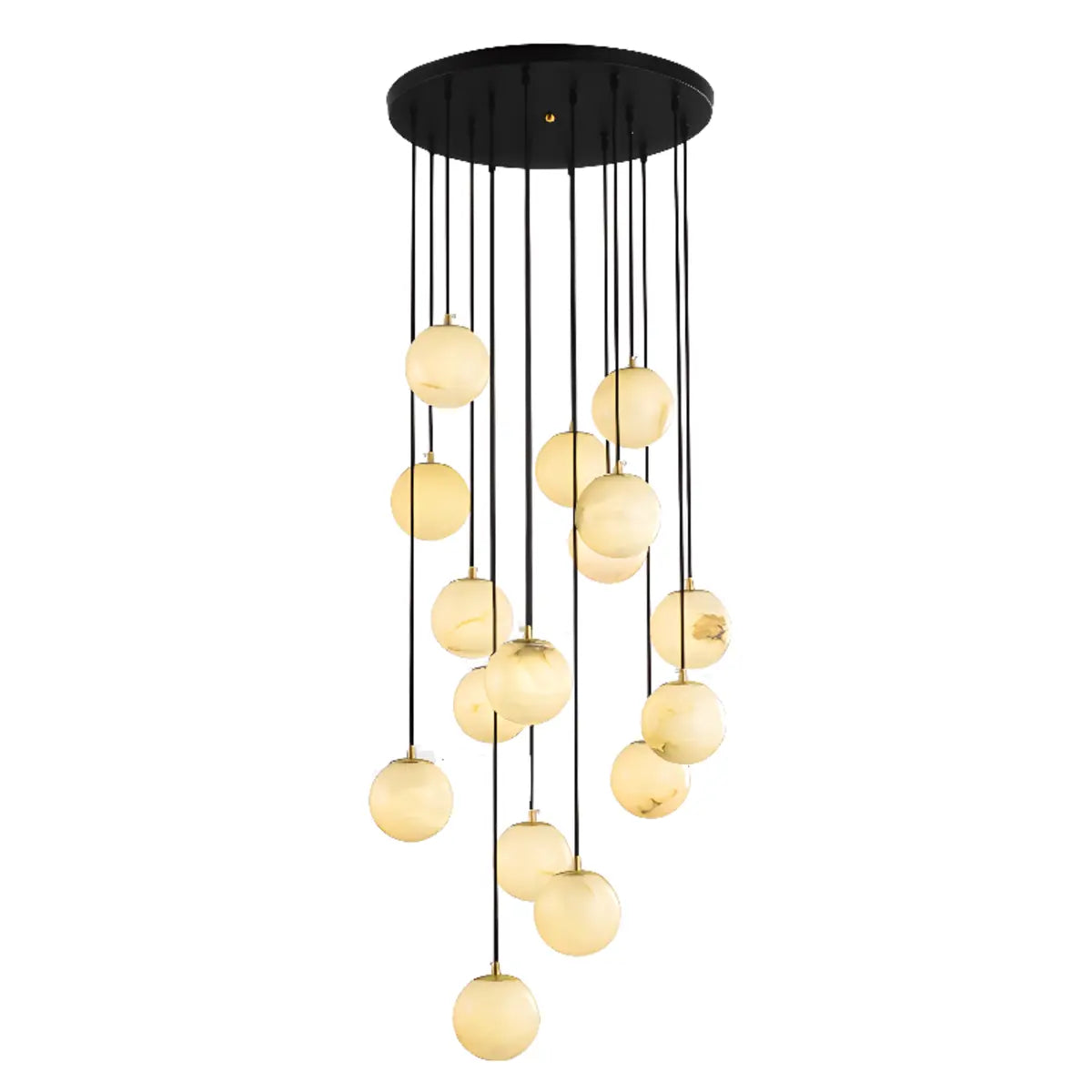 Contemporary Globe Cluster Alabaster Staircase Pendant Light Image - 9