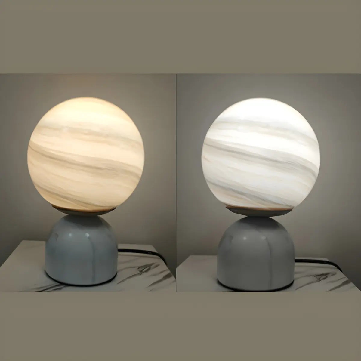 Contemporary Globe Glass Black Marble Base Table Lamp Image - 12