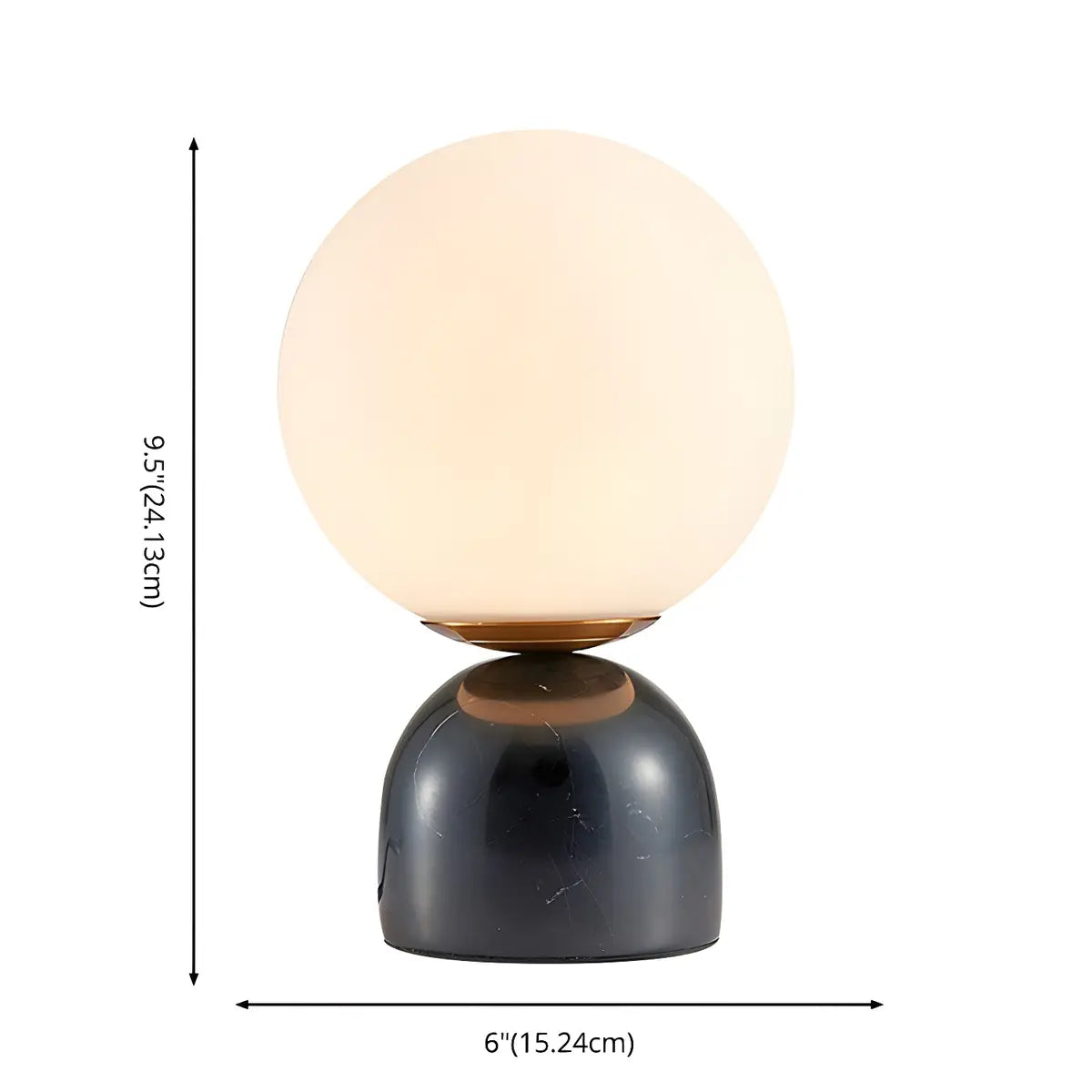 Contemporary Globe Glass Black Marble Base Table Lamp 