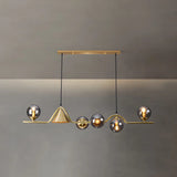 Contemporary Globe Glass Dining Room Pendant Light Gold Image - 10