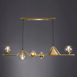 Contemporary Globe Glass Dining Room Pendant Light Gold Image - 12