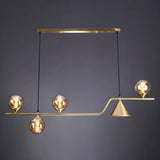 Contemporary Globe Glass Dining Room Pendant Light Gold Image - 13