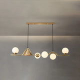 Contemporary Globe Glass Dining Room Pendant Light Gold Image - 2