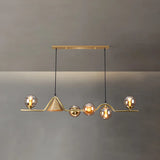 Contemporary Globe Glass Dining Room Pendant Light Gold Image - 6