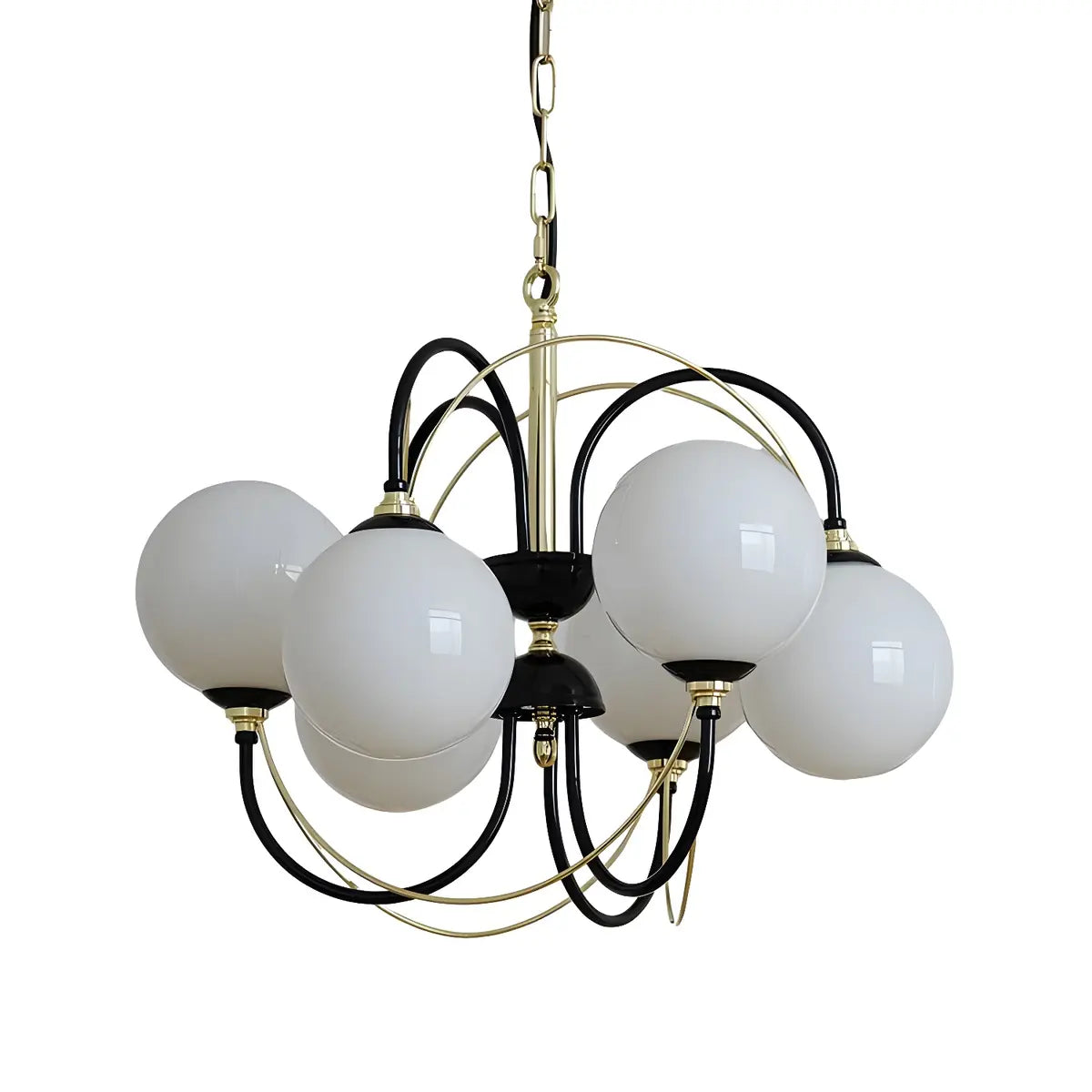 Contemporary Globe Glass Indoor White Medium Chandelier Image - 2