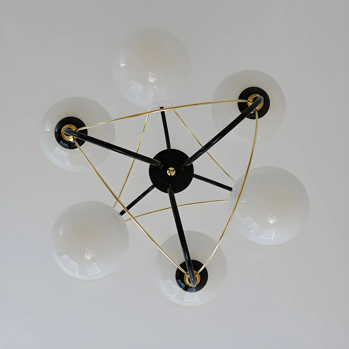 Contemporary Globe Glass Indoor White Medium Chandelier Image - 8