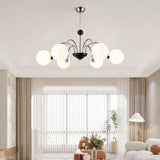 Contemporary Globe Glass Living Room Black Large Chandelier Image - 1