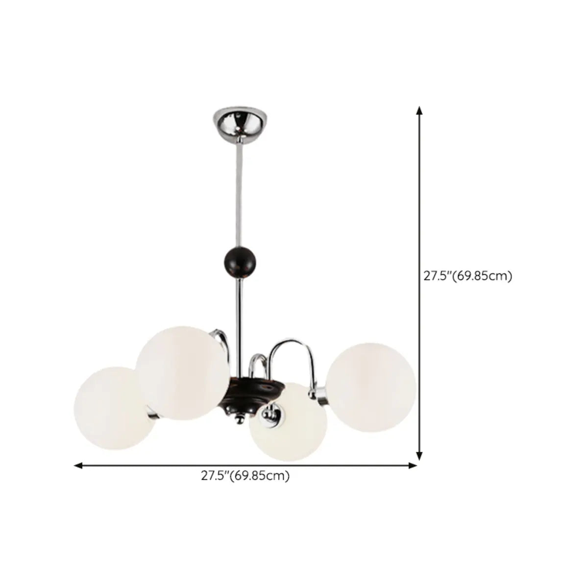 Contemporary Globe Glass Living Room Black Large Chandelier 