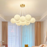 Contemporary Globe Glass Multi Light Gold Chandelier Image - 3