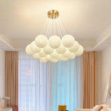 Contemporary Globe Glass Multi Light Gold Chandelier Image - 5