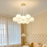 Contemporary Globe Glass Multi Light Gold Chandelier Image - 6