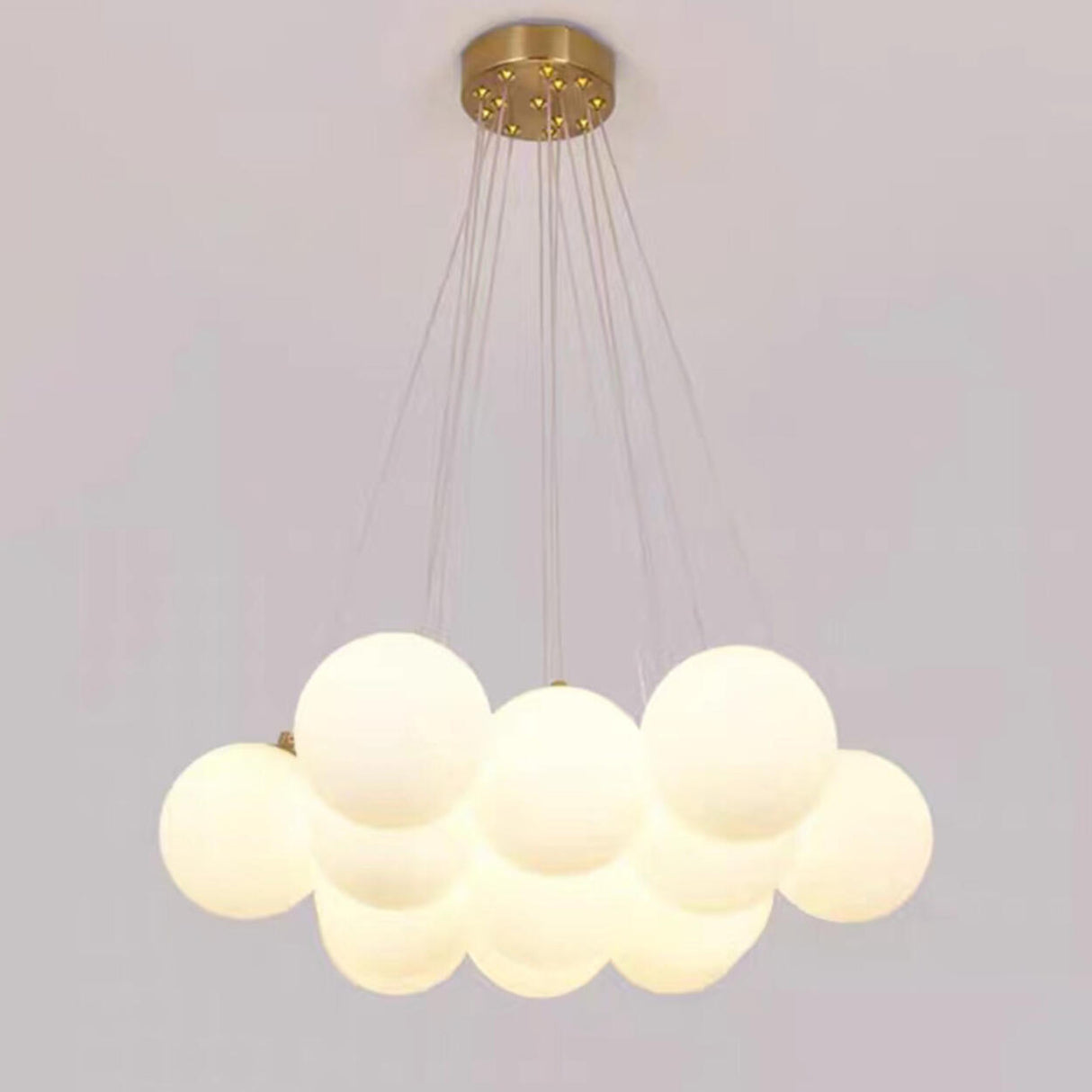 Contemporary Globe Glass Multi Light Gold Chandelier Image - 9