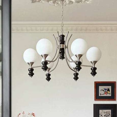 Contemporary Globe Metal Living Room Black Chandelier Image - 1