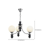 Contemporary Globe Metal Living Room Black Chandelier #size