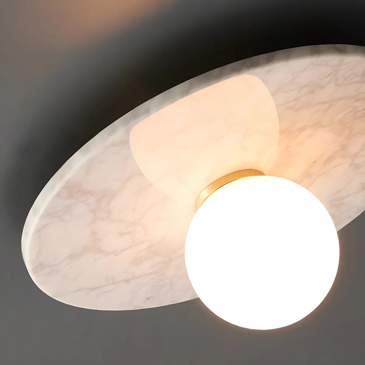 Contemporary Globe Round Marble Flush Mount Ceiling Light Image - 16