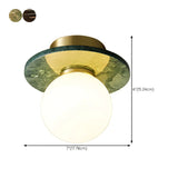 Contemporary Globe Round Marble Flush Mount Ceiling Light #size