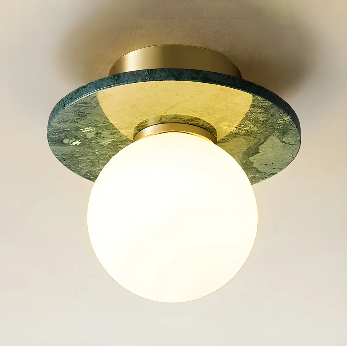 Contemporary Globe Round Marble Flush Mount Ceiling Light Image - 3