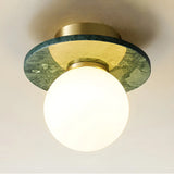 Contemporary Globe Round Marble Flush Mount Ceiling Light Image - 3