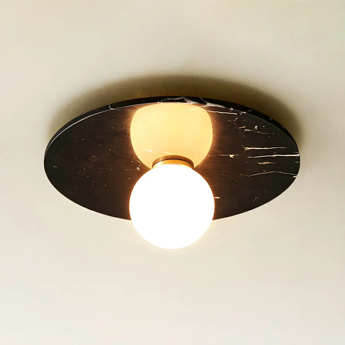 Contemporary Globe Round Marble Flush Mount Ceiling Light Image - 5