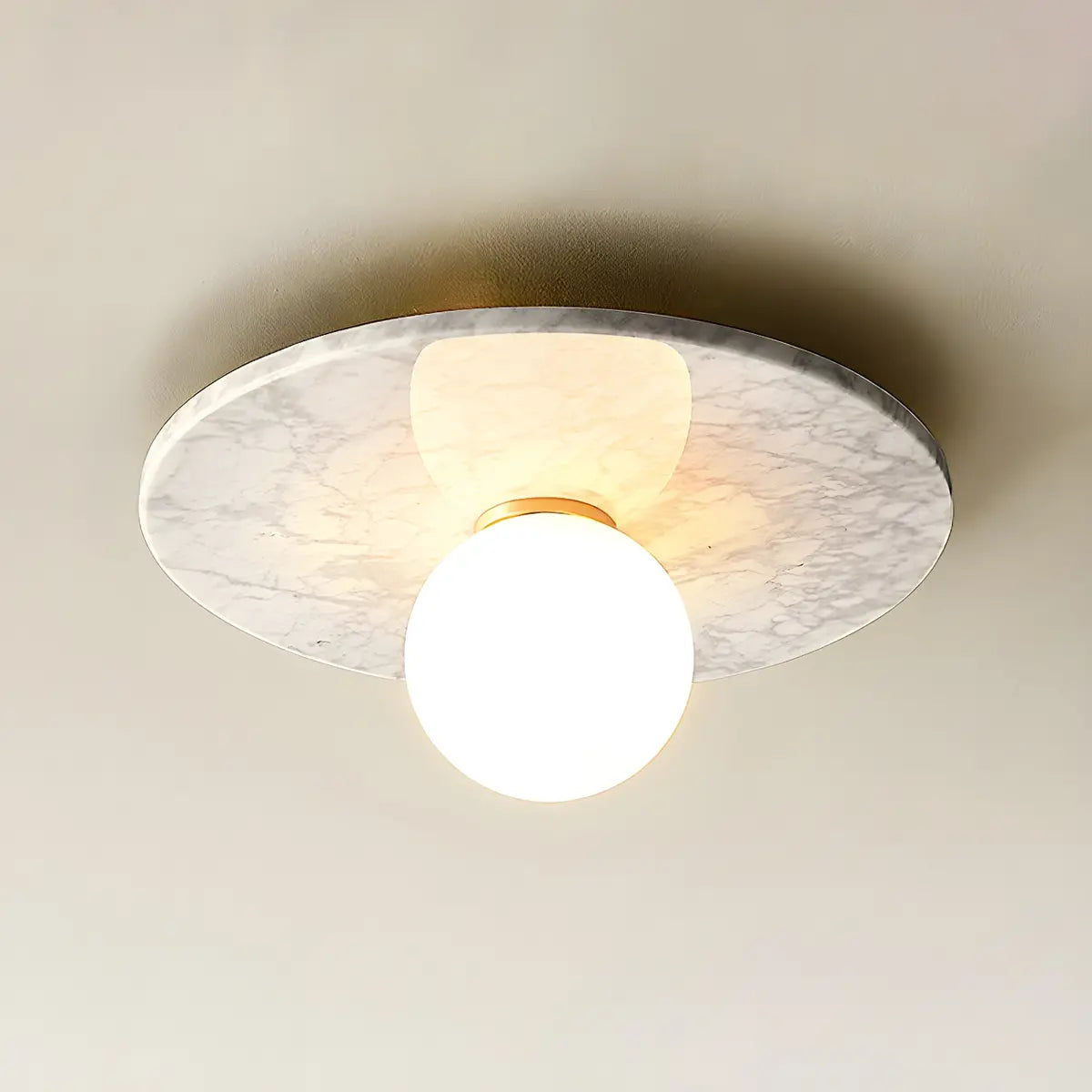 Contemporary Globe Round Marble Flush Mount Ceiling Light Image - 7