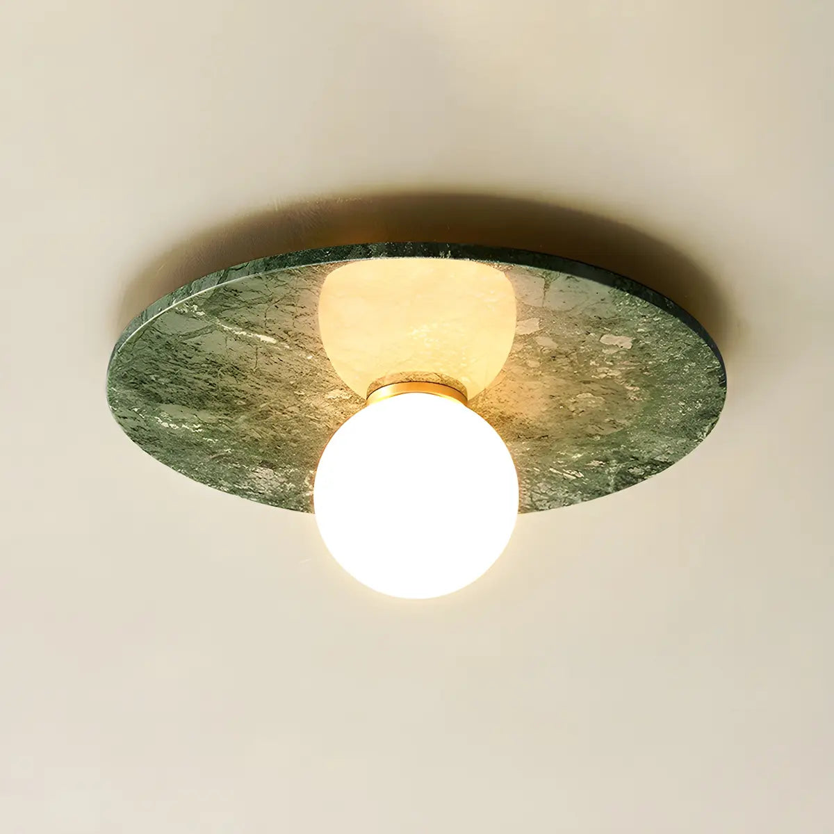 Contemporary Globe Round Marble Flush Mount Ceiling Light Image - 9