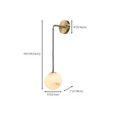 Contemporary Globe White Alabaster Brass Wall Lamp #size