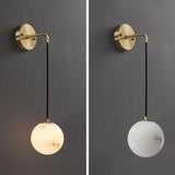 Contemporary Globe White Alabaster Brass Wall Lamp Image - 6