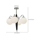 Contemporary Globe White Glass Bedroom Black Chandelier #size