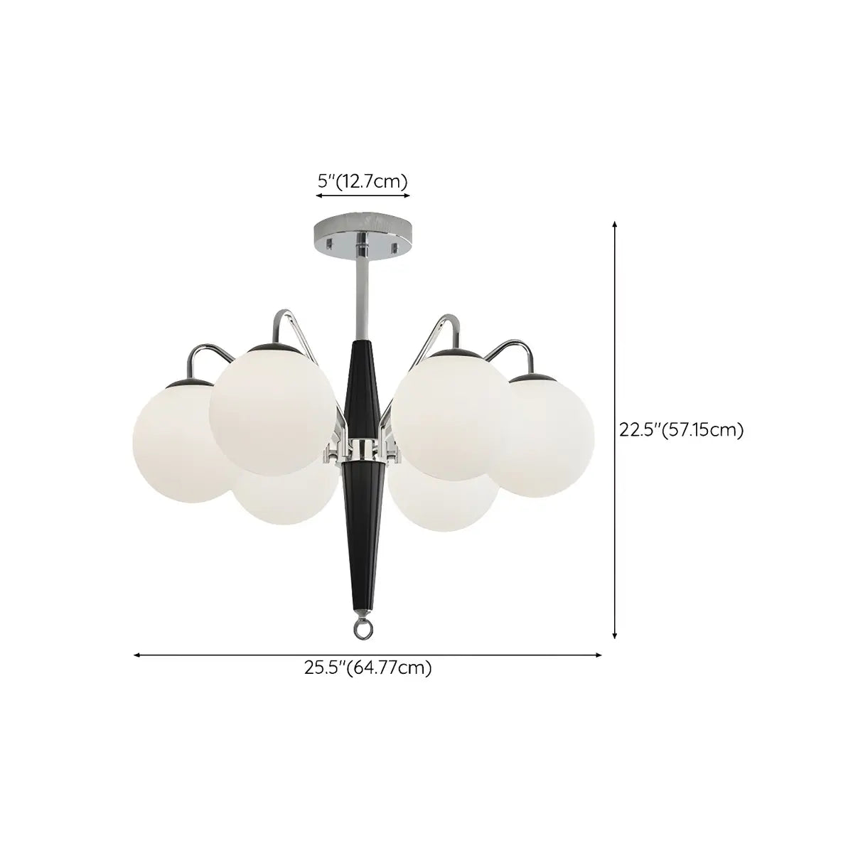 Contemporary Globe White Glass Bedroom Black Chandelier Image - 13