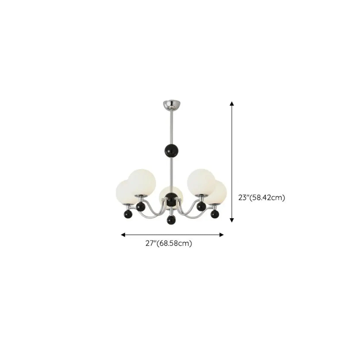 Contemporary Globe White Glass Living Room Black Chandelier Image - 16