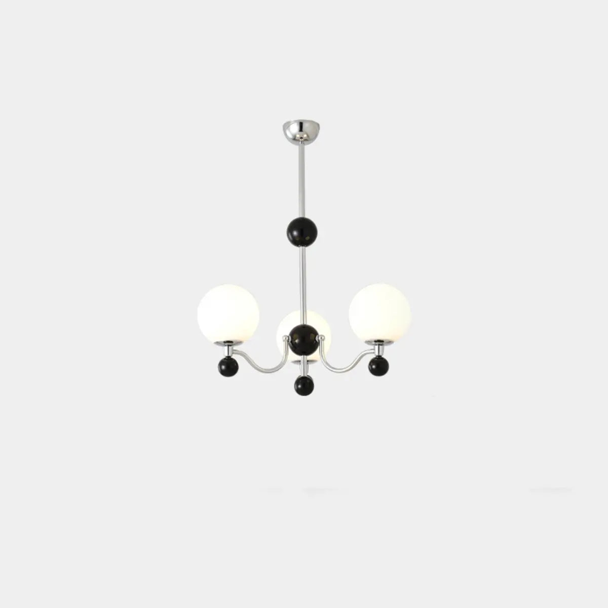 Contemporary Globe White Glass Living Room Black Chandelier Image - 2