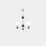 Contemporary Globe White Glass Living Room Black Chandelier Image - 2