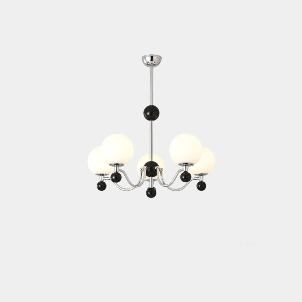 Contemporary Globe White Glass Living Room Black Chandelier Image - 3