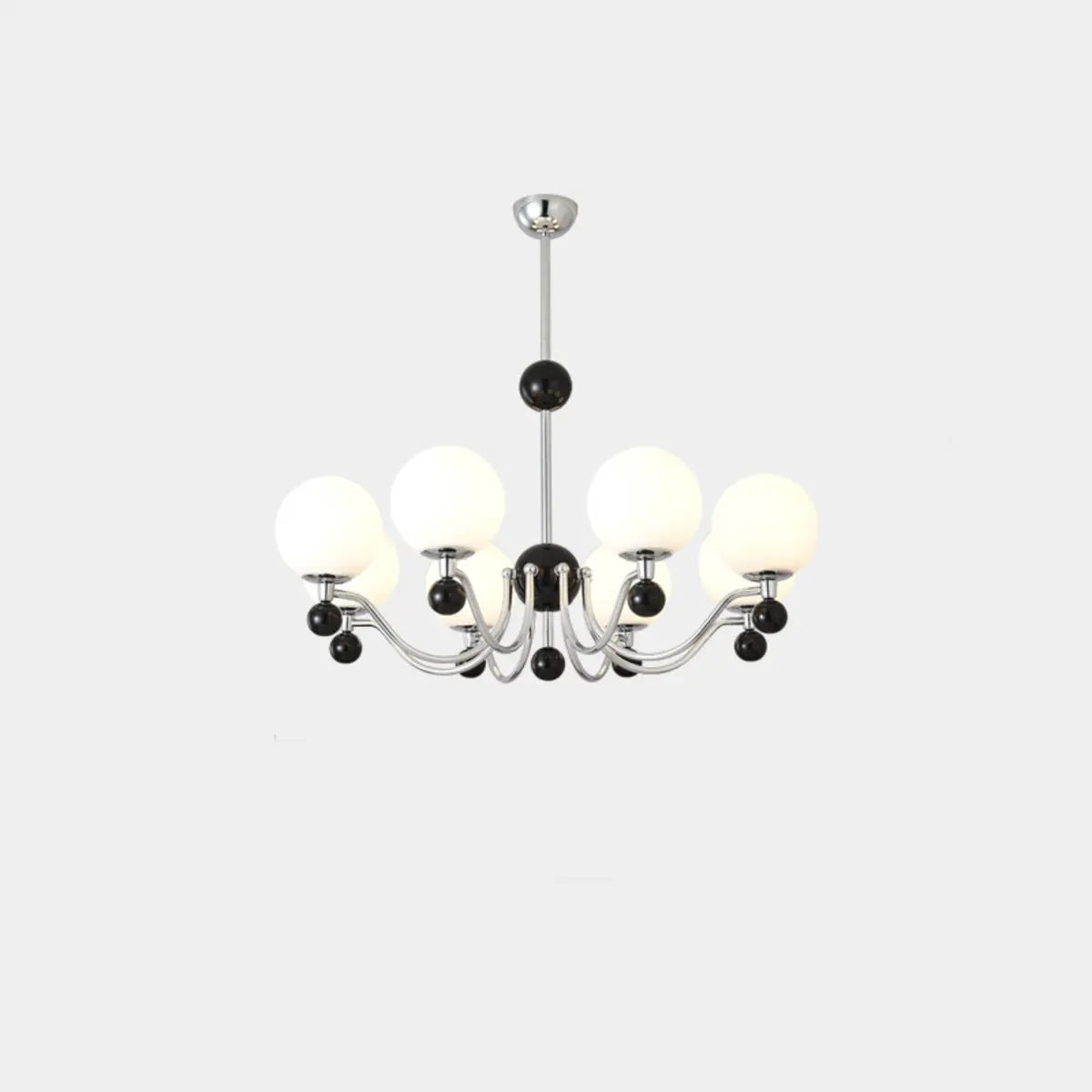 Contemporary Globe White Glass Living Room Black Chandelier Image - 5