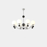 Contemporary Globe White Glass Living Room Black Chandelier Image - 5