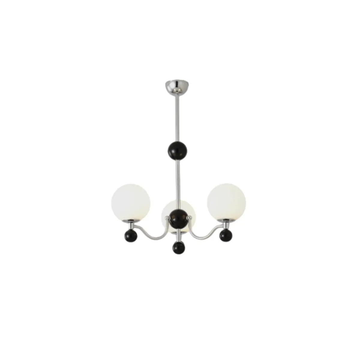 Contemporary Globe White Glass Living Room Black Chandelier Image - 8