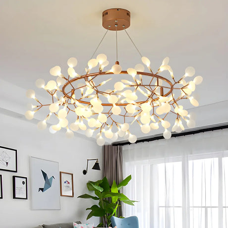 Contemporary Gold Branch Circular Ceiling Chandelier Image - 1