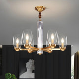 Contemporary Gold Clear Glass Cylinder Chandelier Image - 1